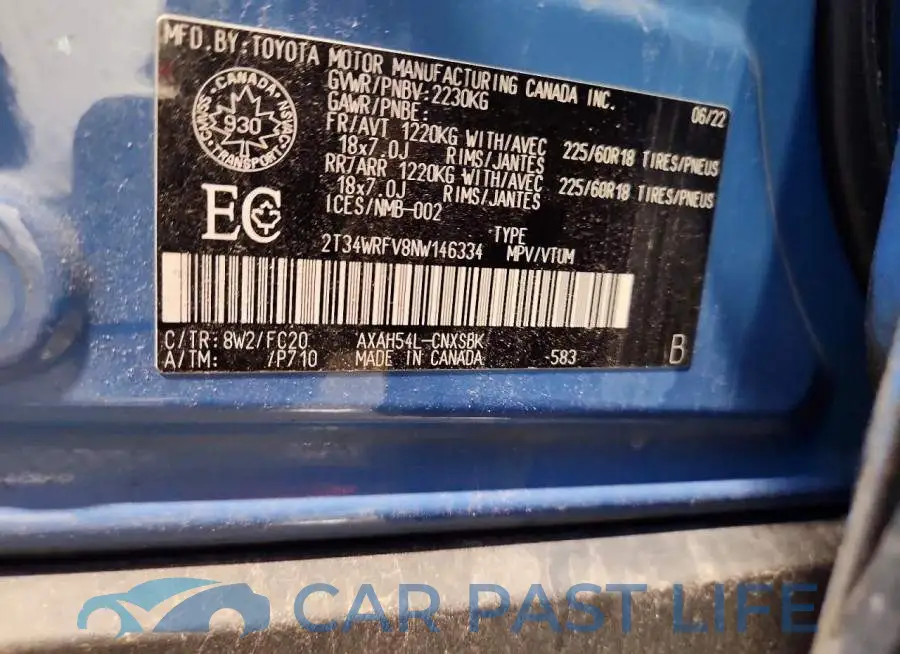 2T34WRFV8NW146334# 12