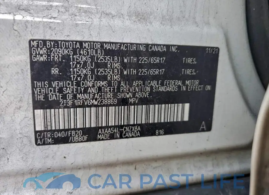 2T3F1RFV6MW238869# 14