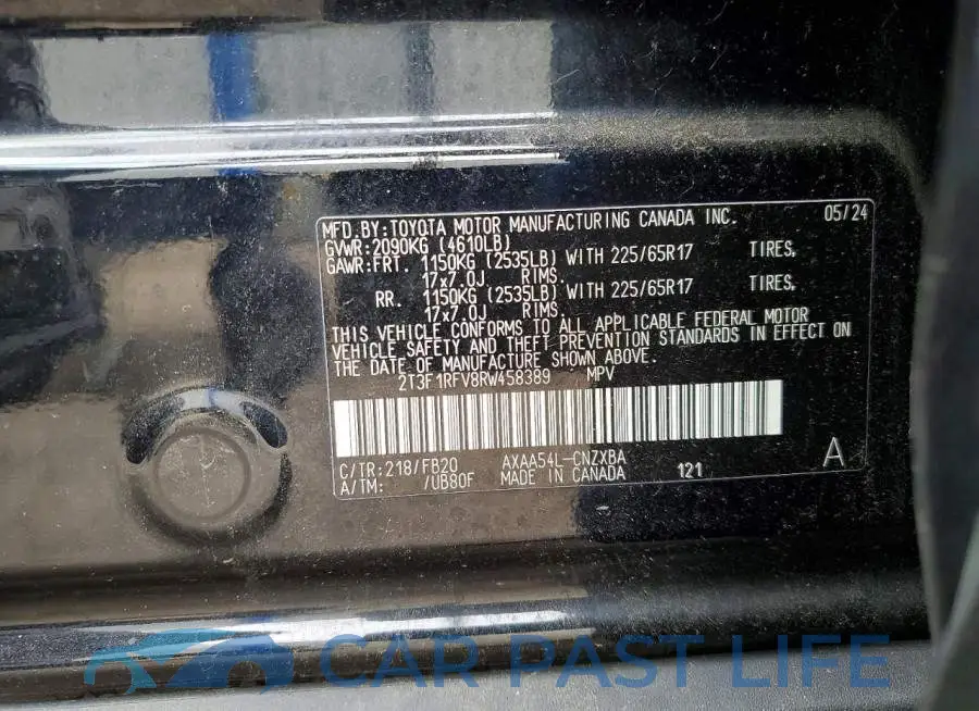 2T3F1RFV8RW458389# 12