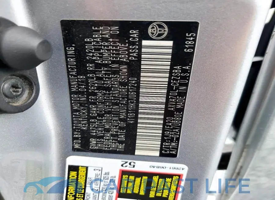 4T1B11HK3JU617240# 12
