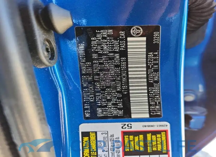 4T1B11HK3KU166618# 12
