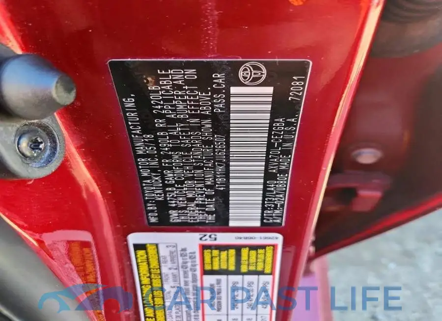 4T1B11HK7JU626507# 12