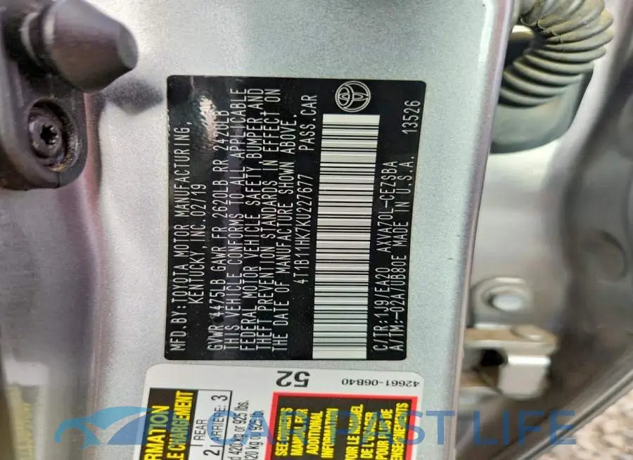 4T1B11HK7KU227677# 12