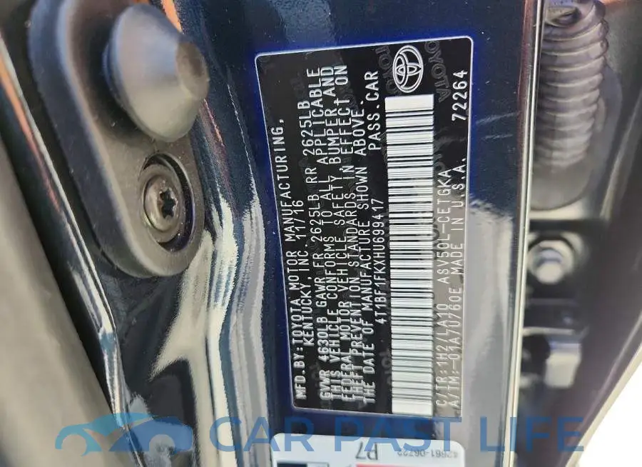 4T1BF1FKXHU699417# 12