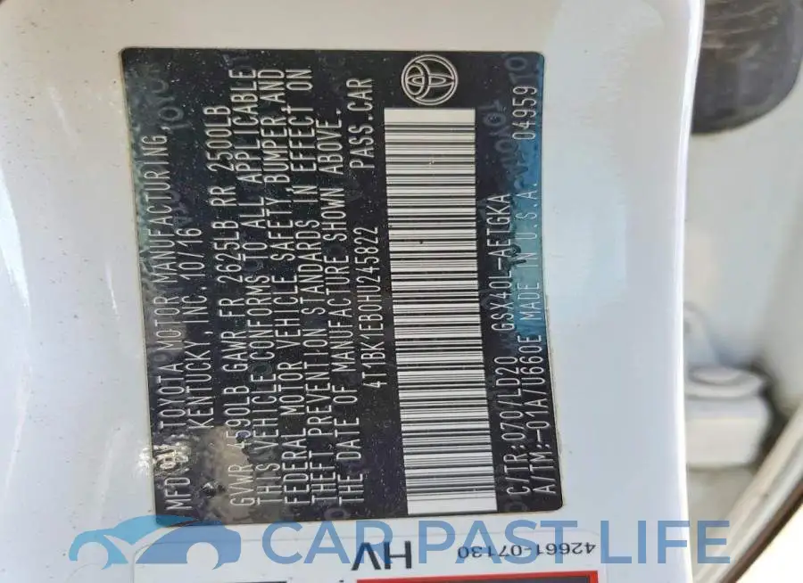 4T1BK1EB0HU245822# 12