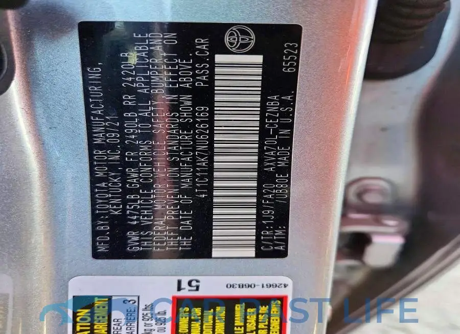 4T1C11AK7NU626169# 12