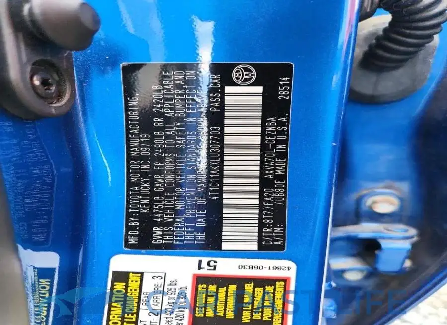 4T1C11AKXLU307703# 12