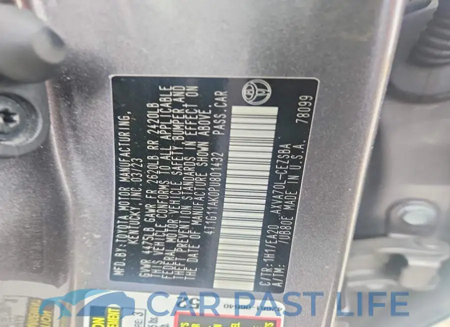 4T1G11AK0PU801432# 12