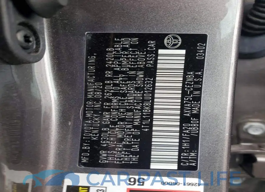 4T1L11BK8LU012632# 12