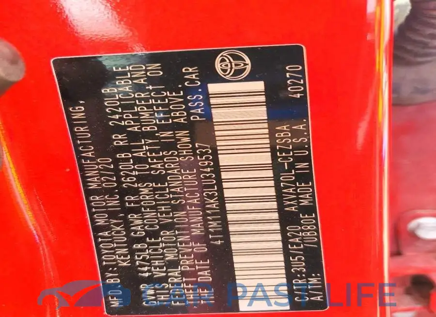 4T1M11AK3LU349537# 12