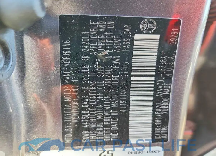 4T1S11AK8PU124205# 12