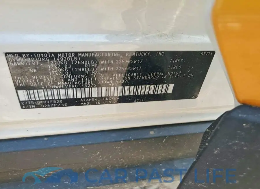 4T3MWRFVXRU145272# 14