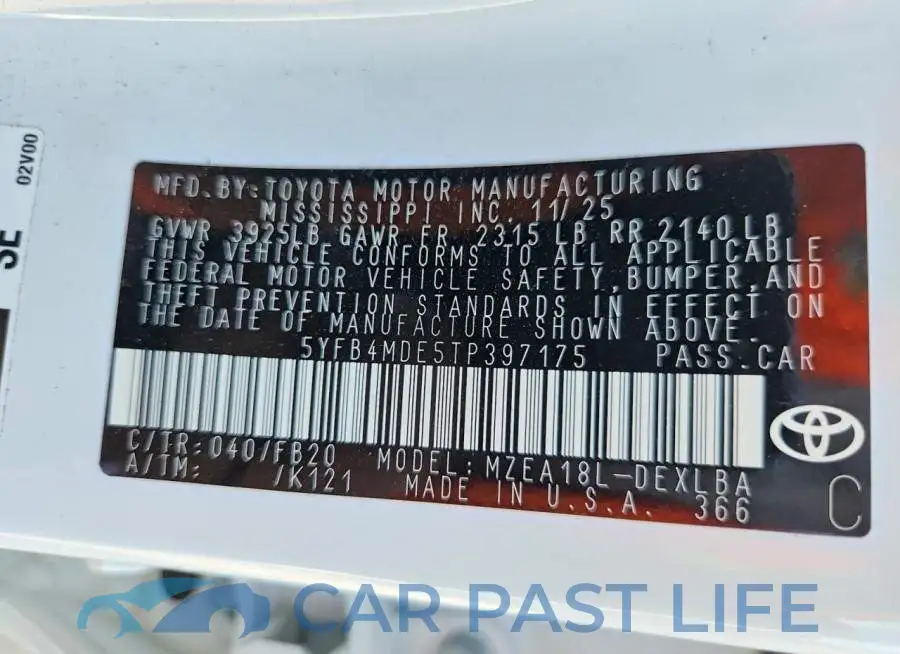 5YFB4MDE5TP397175# 12