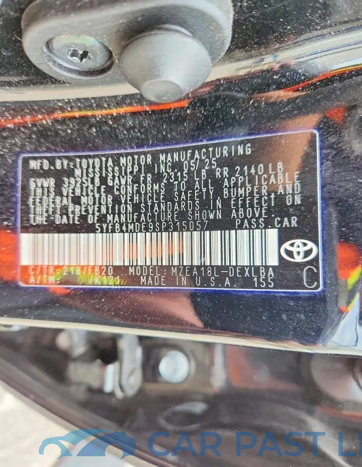 5YFB4MDE9SP315057# 12