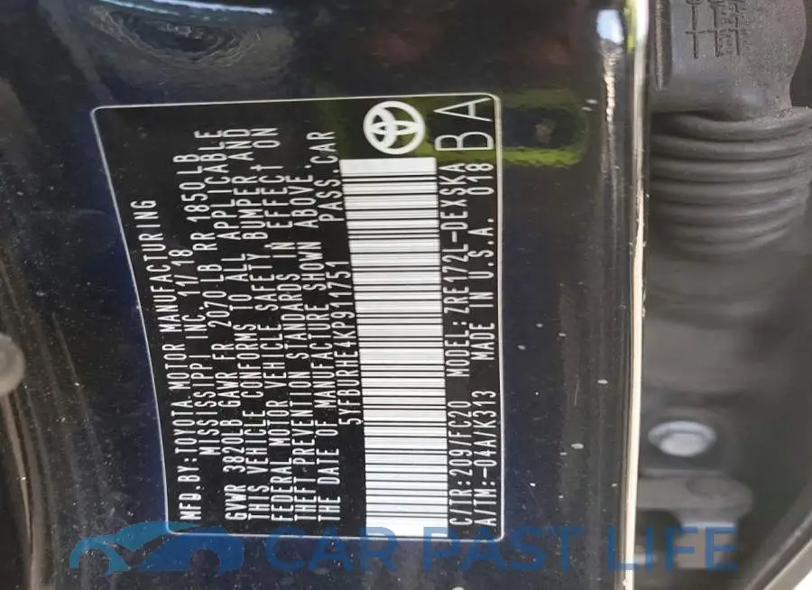 5YFBURHE4KP911751# 12