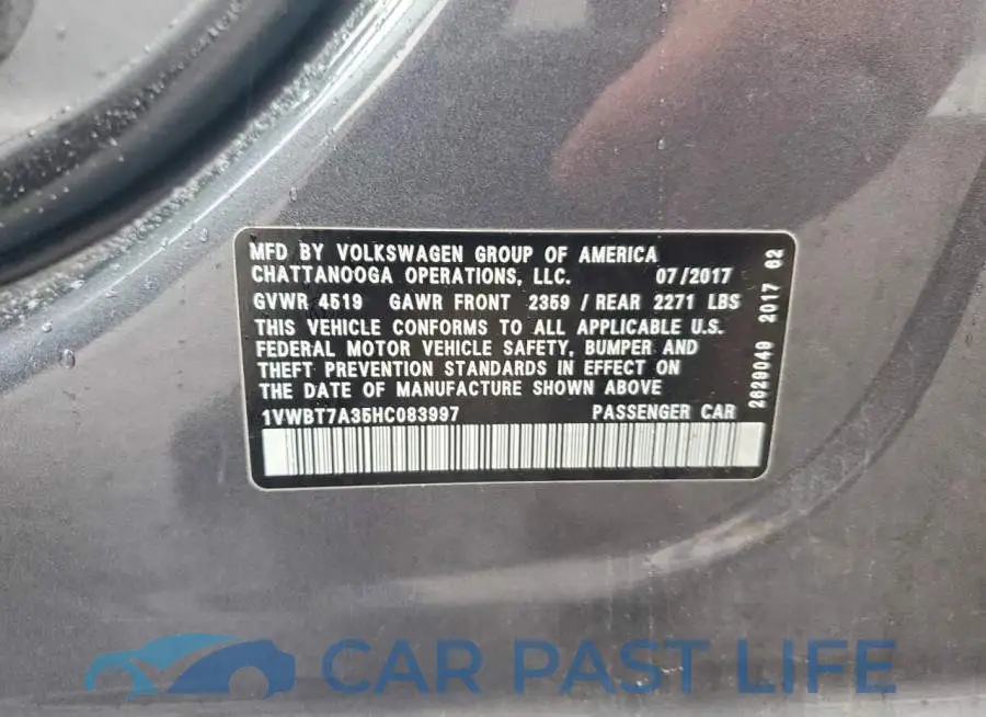 1VWBT7A35HC083997# 12