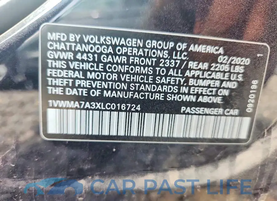 1VWMA7A3XLC016724# 12