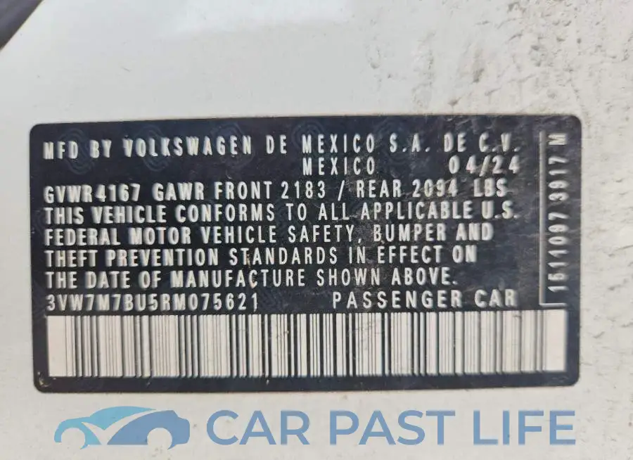 3VW7M7BU5RM075621# 12