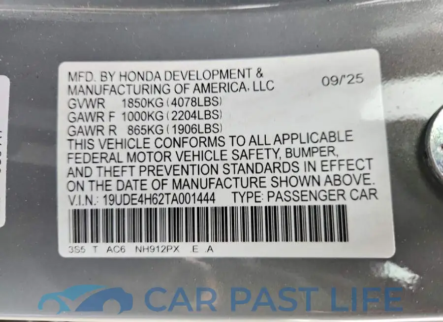 19UDE4H62TA001444# 12