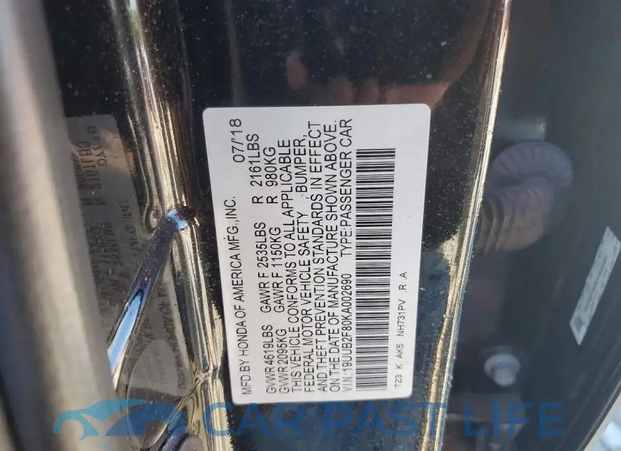 19UUB2F80KA002690# 13