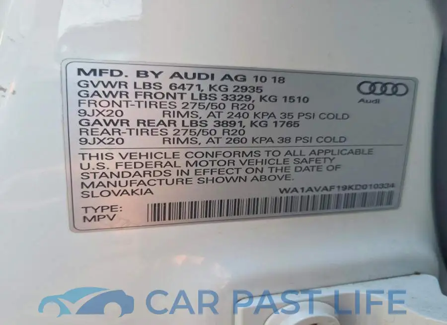 WA1AVAF19KD010334# 13