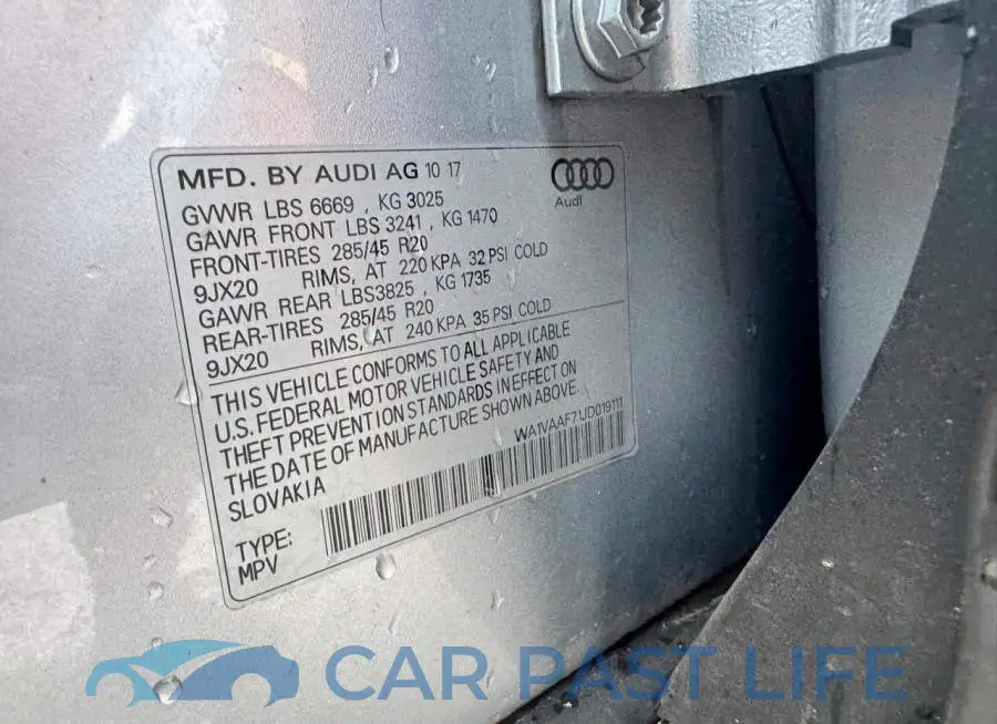 WA1VAAF71JD019111# 10