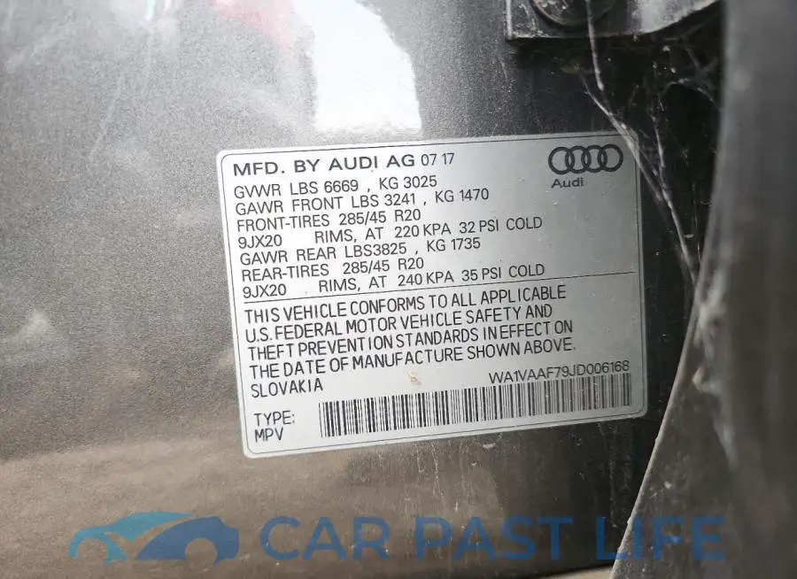 WA1VAAF79JD006168# 12