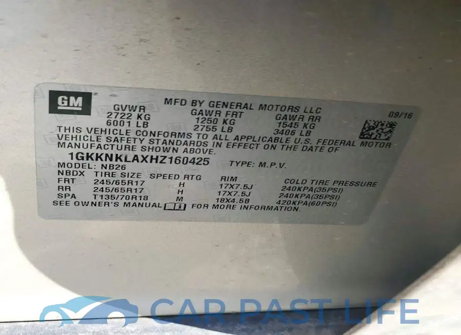 1GKKNKLAXHZ160425# 13