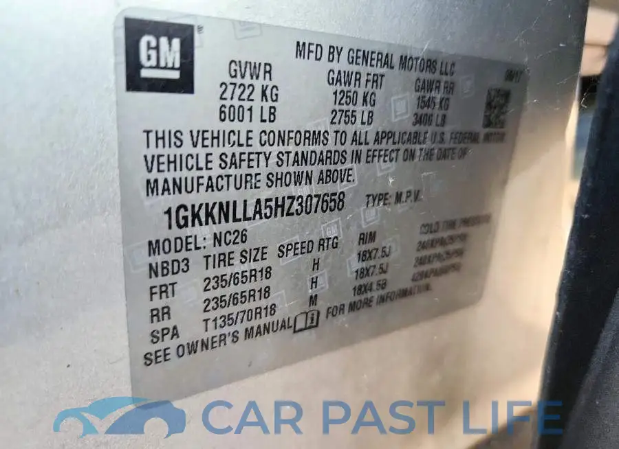 1GKKNLLA5HZ307658# 13