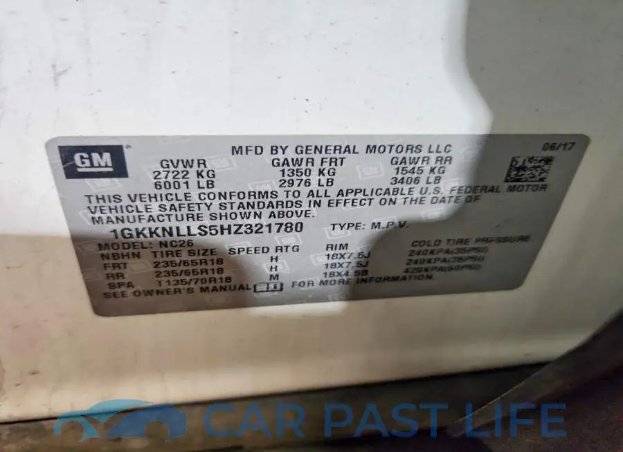 1GKKNLLS5HZ321780# 13