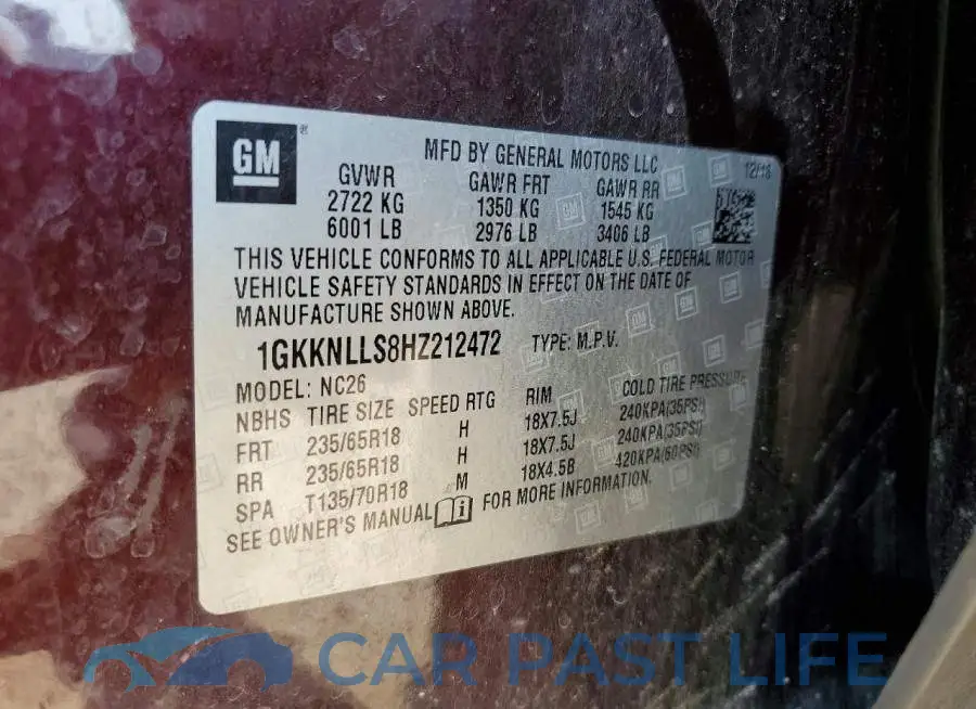 1GKKNLLS8HZ212472# 13