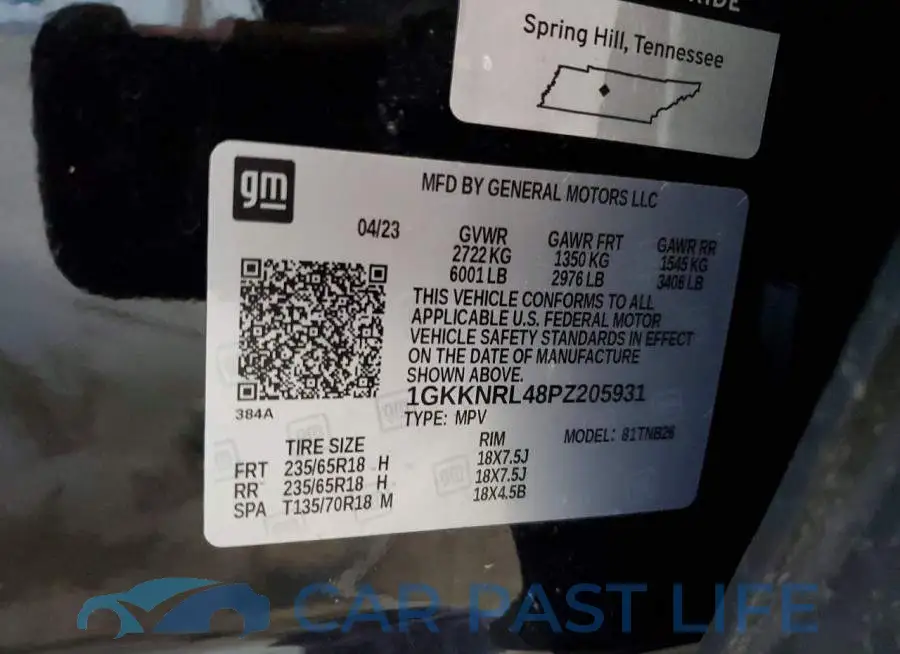 1GKKNRL48PZ205931# 13
