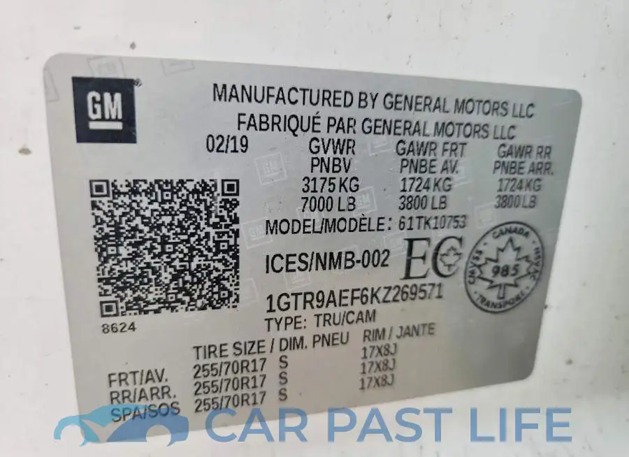1GTR9AEF6KZ269571# 12
