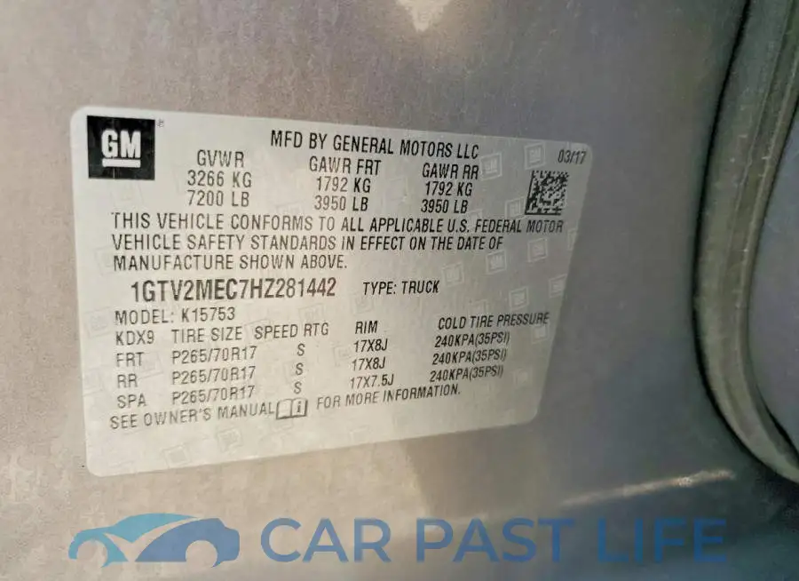 1GTV2MEC7HZ281442# 12