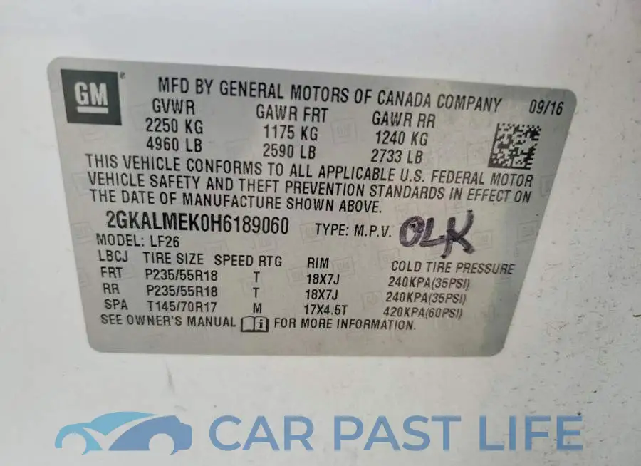 2GKALMEK0H6189060# 13