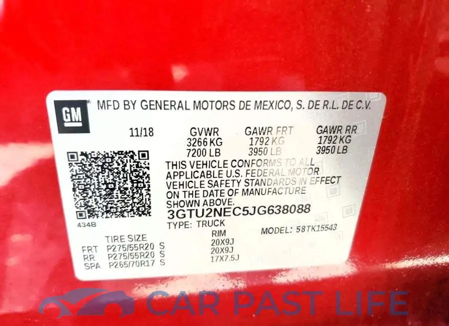 3GTU2NEC5JG638088# 12