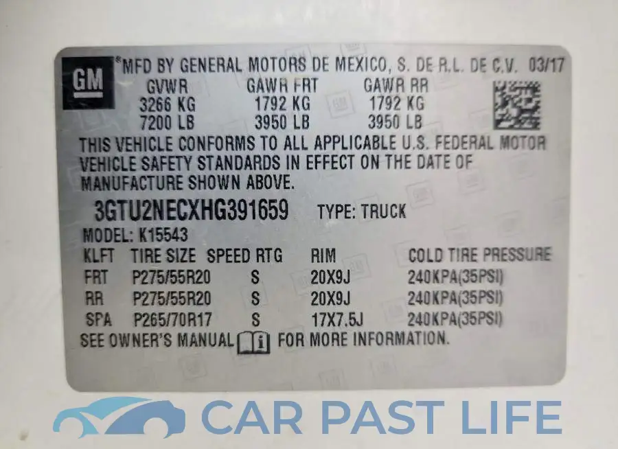 3GTU2NECXHG391659# 12