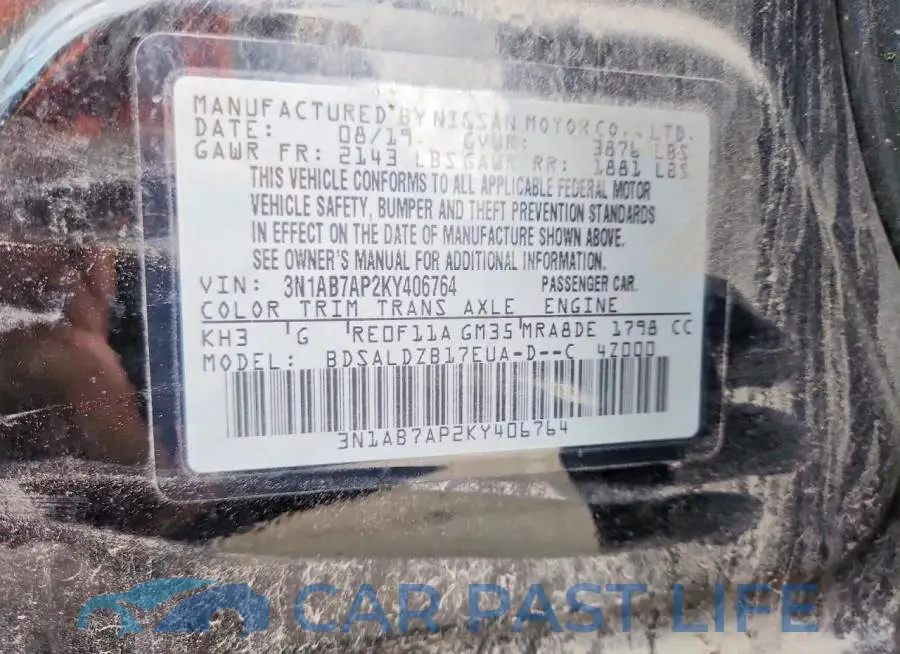 3N1AB7AP2KY406764# 13