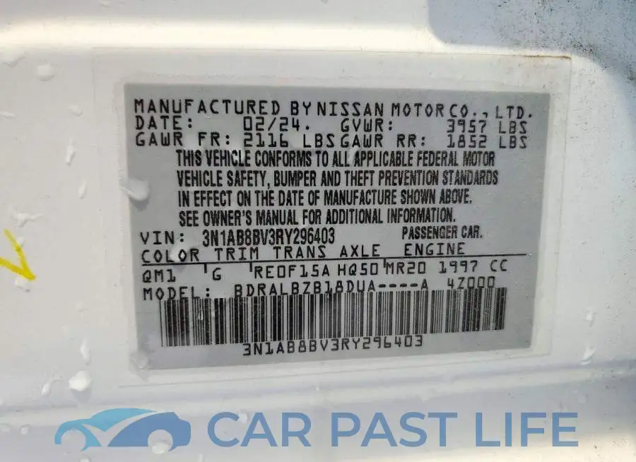 3N1AB8BV3RY296403# 12