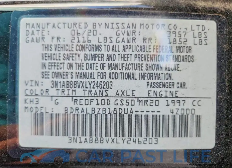 3N1AB8BVXLY246203# 12