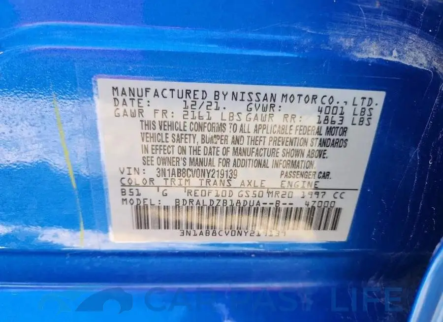 3N1AB8CV0NY219139# 12