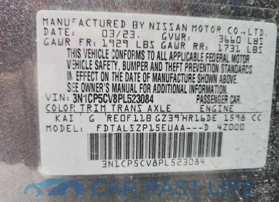 3N1CP5CV8PL523084# 13