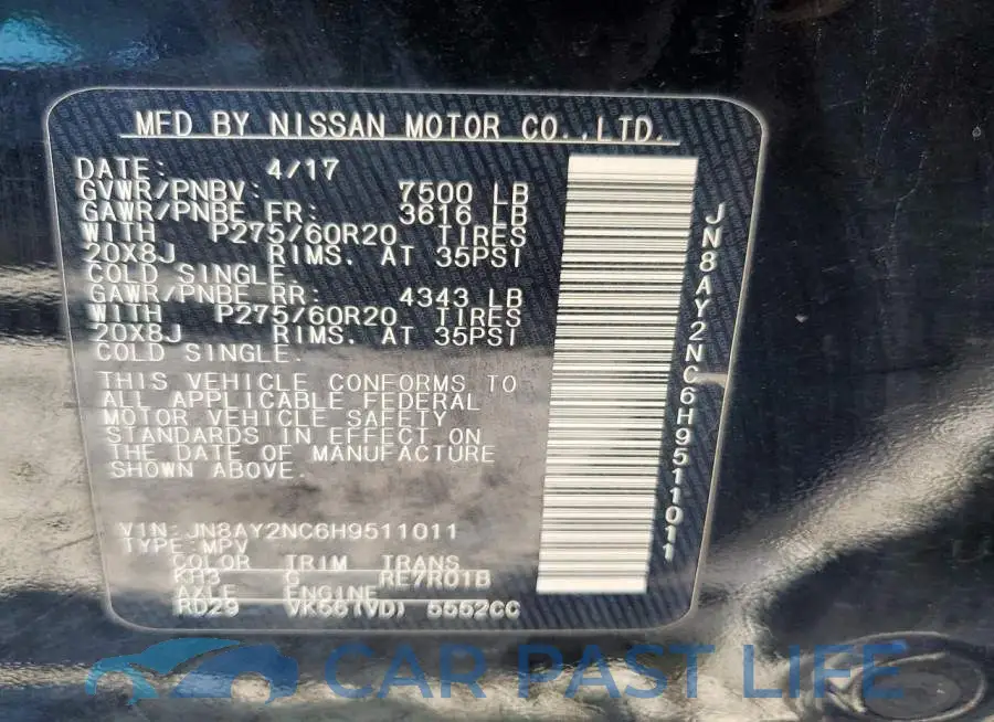 JN8AY2NC6H9511011# 13