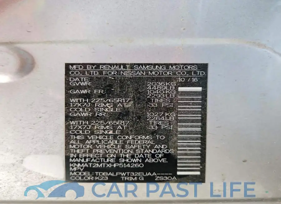 KNMAT2MTXHP514260# 13