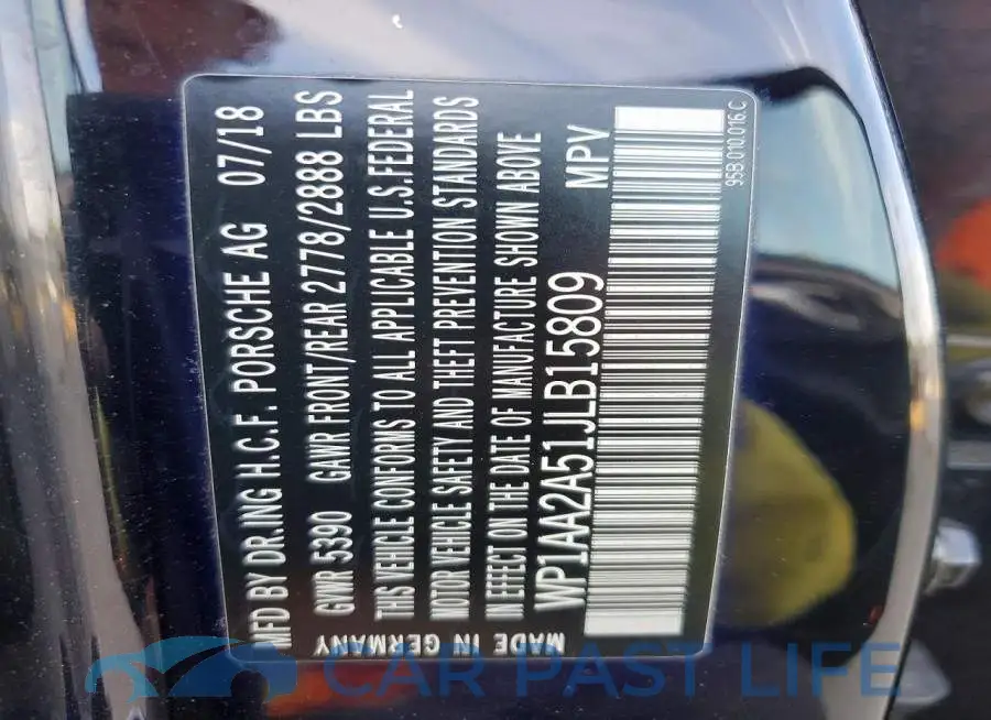 WP1AA2A51JLB15809# 13
