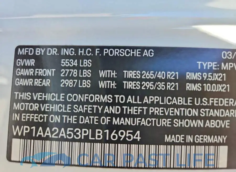WP1AA2A53PLB16954# 13