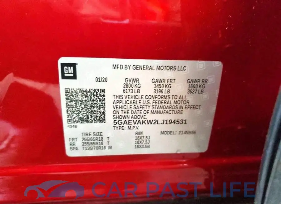 5GAEVAKW2LJ194531# 13
