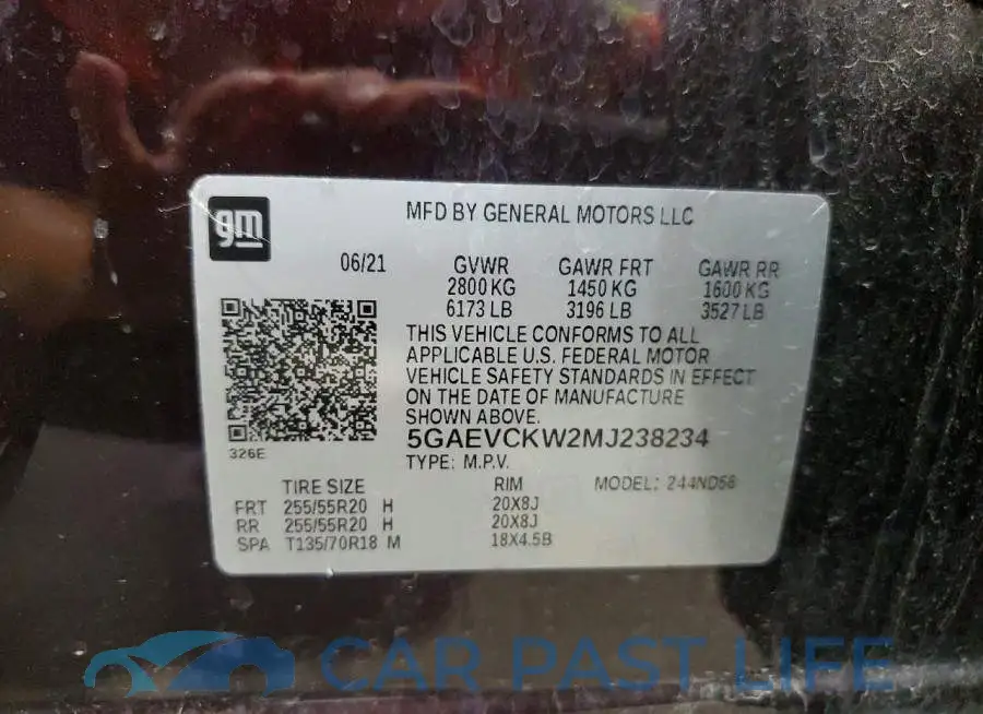 5GAEVCKW2MJ238234# 13