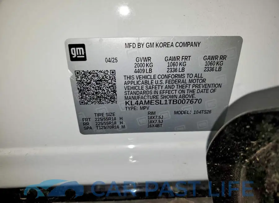 KL4AMESL1TB007670# 14