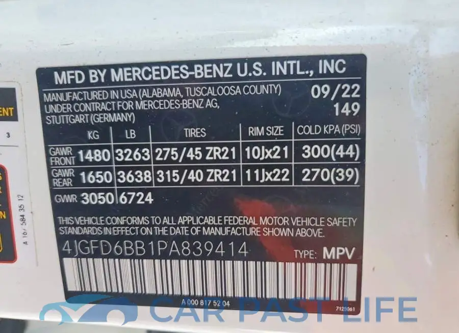 4JGFD6BB1PA839414# 13